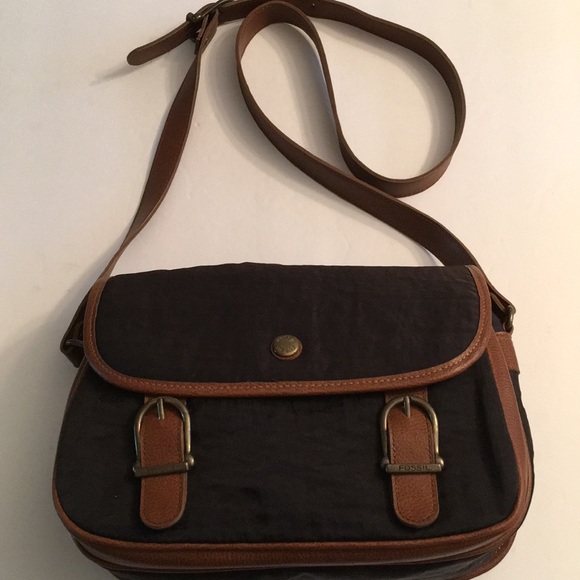Fossil Handbags - Fossil black & brown crossbody purse